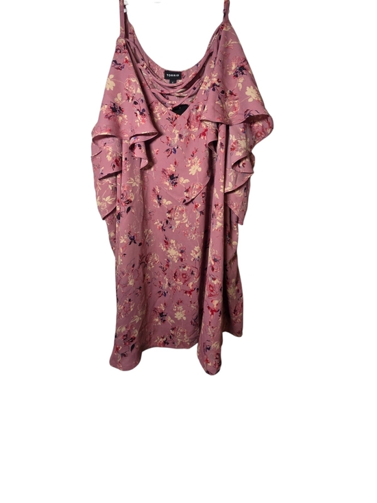 torrid Tops - NWT Torrid Plus Size 6X 6 Dusty Rose Pink Floral Lace Up Cold Shoulder Blouse